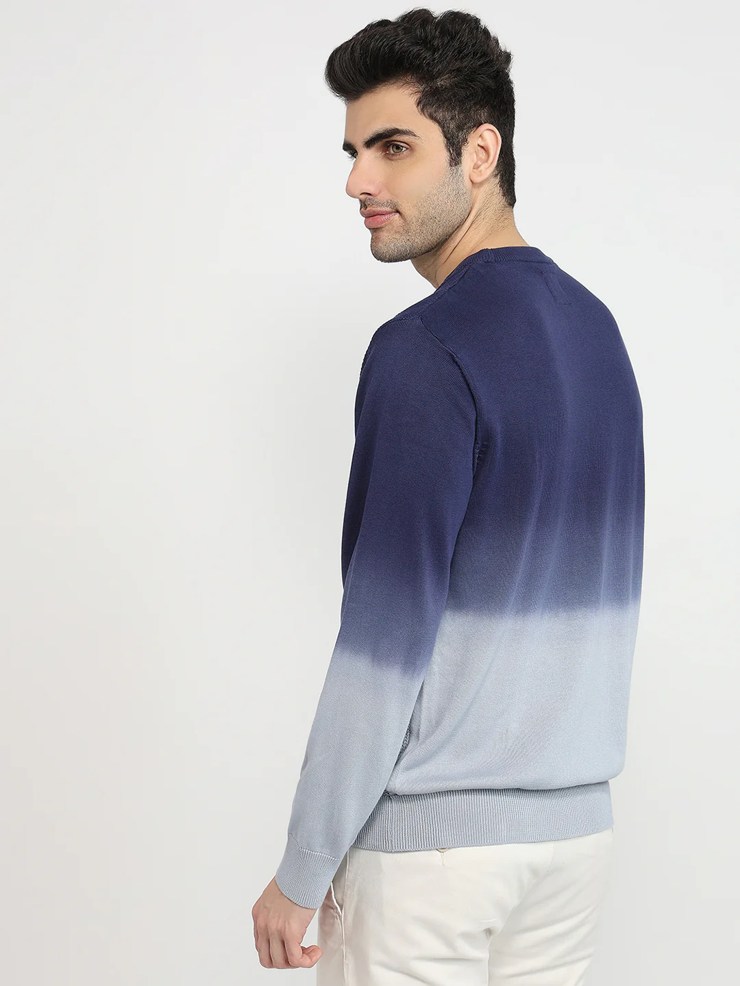 Colorplus Men Blue Jacquard Regular Fit Cotton Sweatshirt - Image 4