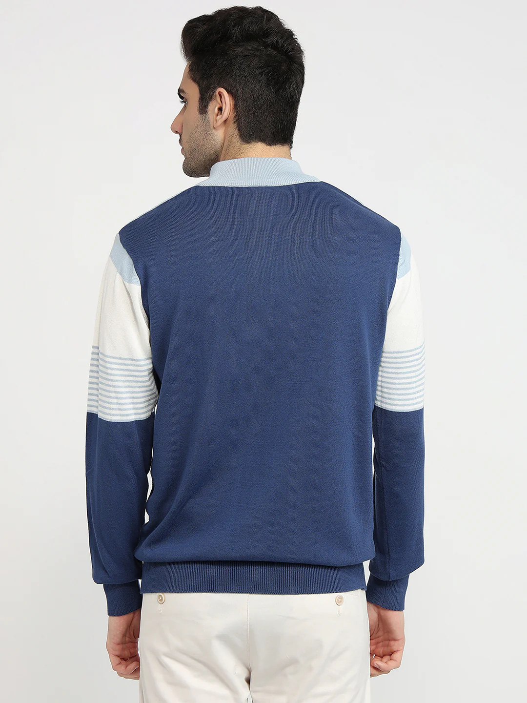 Colorplus Men Blue Jacquard Regular Fit Cotton Sweatshirt - Image 4