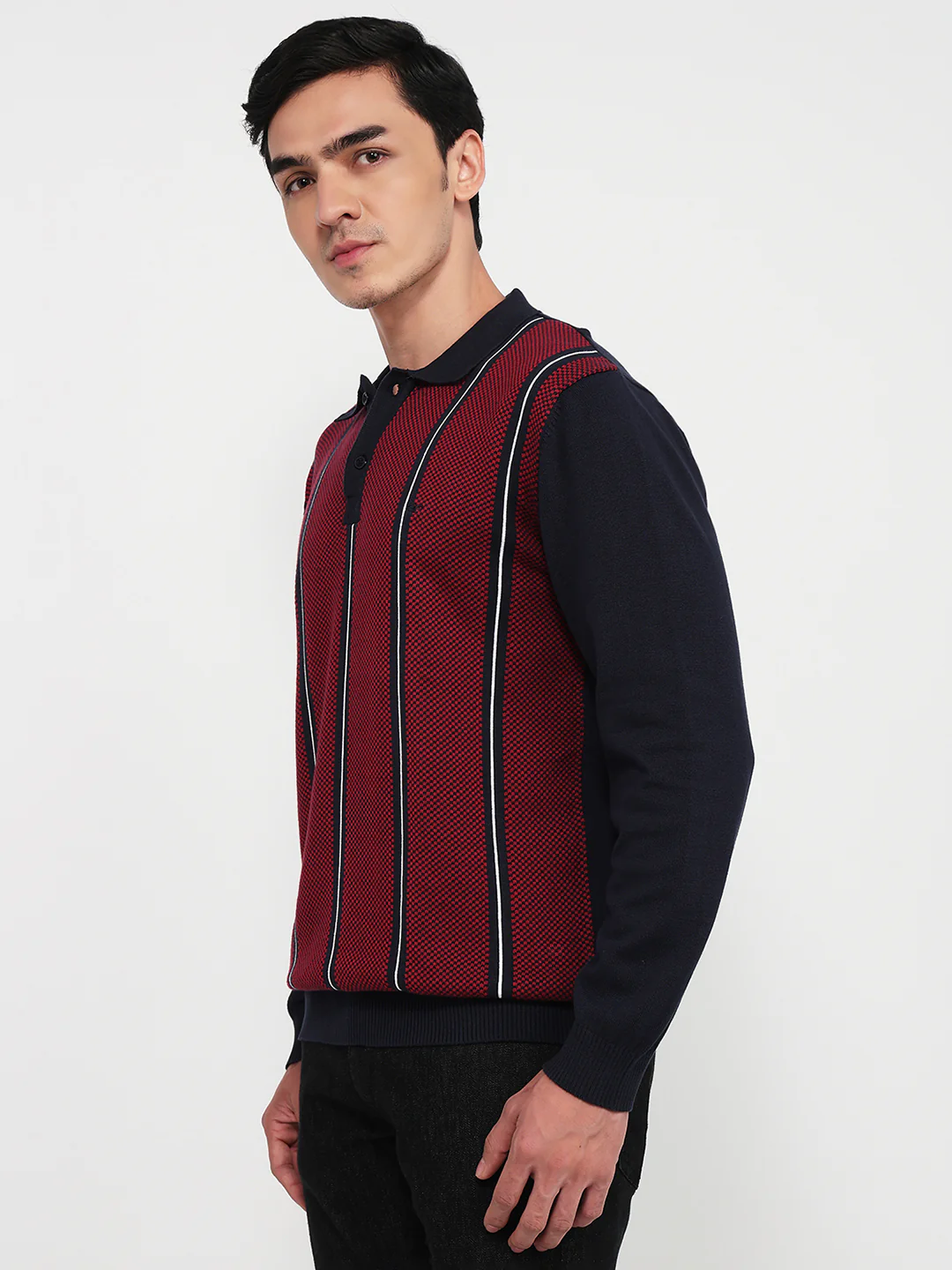 Colorplus Men Blue Jacquard Regular Fit Cotton Sweatshirt - Image 2