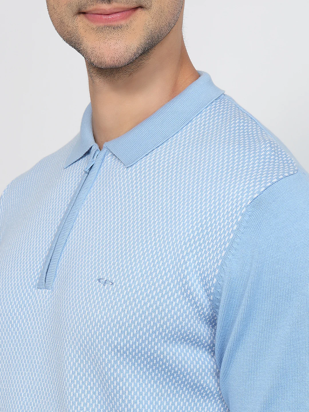 Colorplus Men Blue Jacquard Regular Fit Cotton Sweatshirt - Image 6