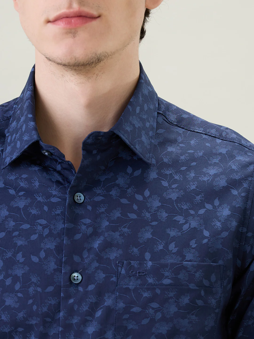 Colorplus Men Blue Jacquard Slim Fit Cotton Full Sleeve Casual Shirt - Image 6