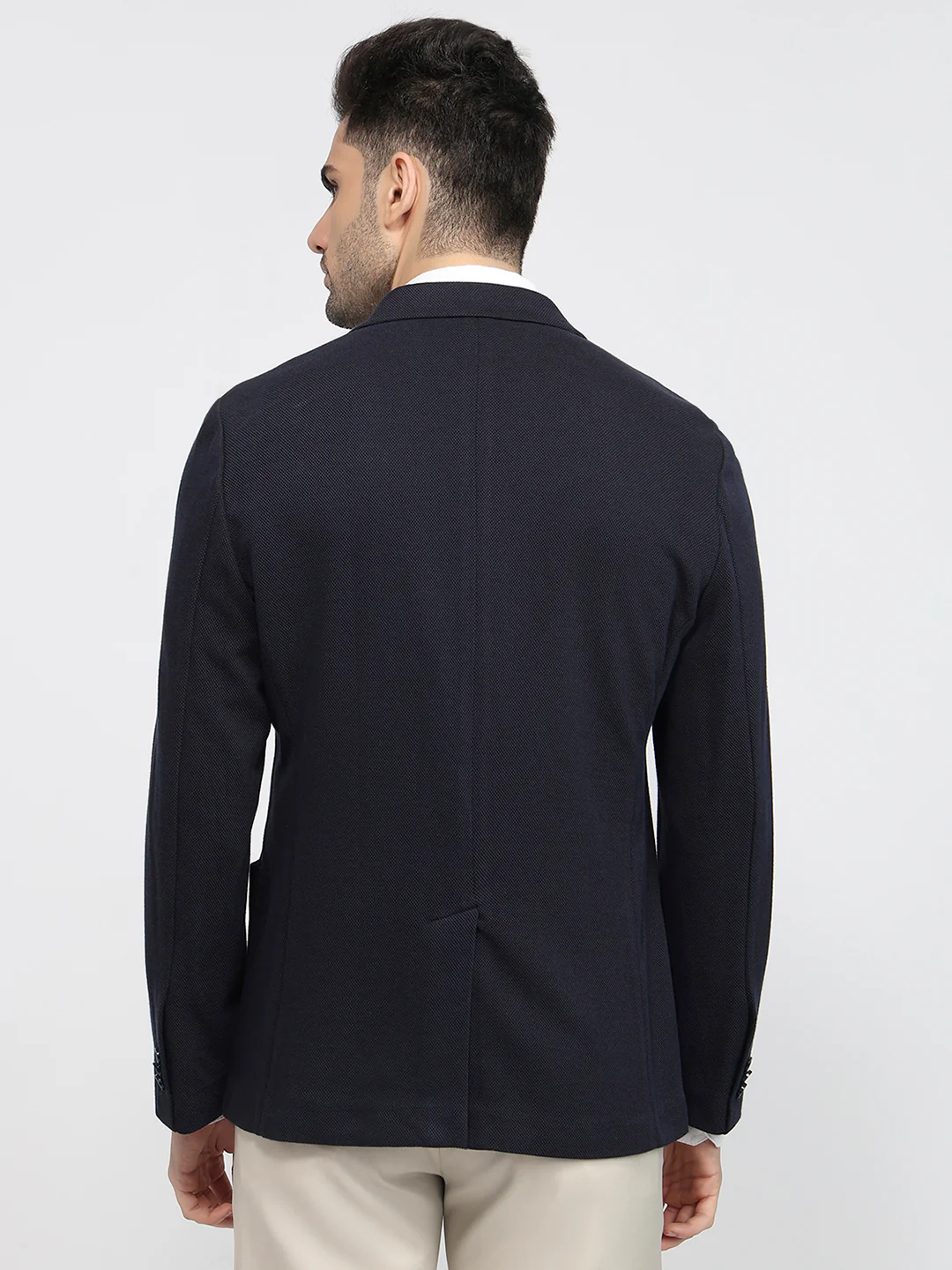Colorplus Men Blue Knitted Regular Fit Terylene Blend Blazer - Image 4