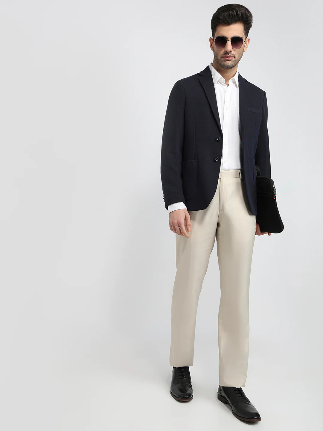 Colorplus Men Blue Knitted Regular Fit Terylene Blend Blazer - Image 5