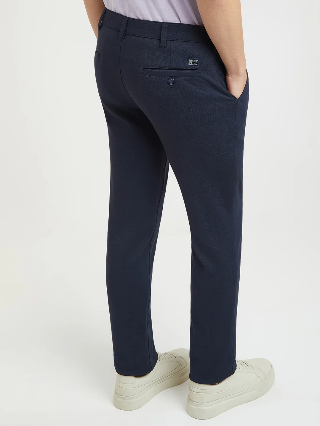 ColorPlus Men Blue Knitted Slim Fit Rayon Blend Trouser - Image 4