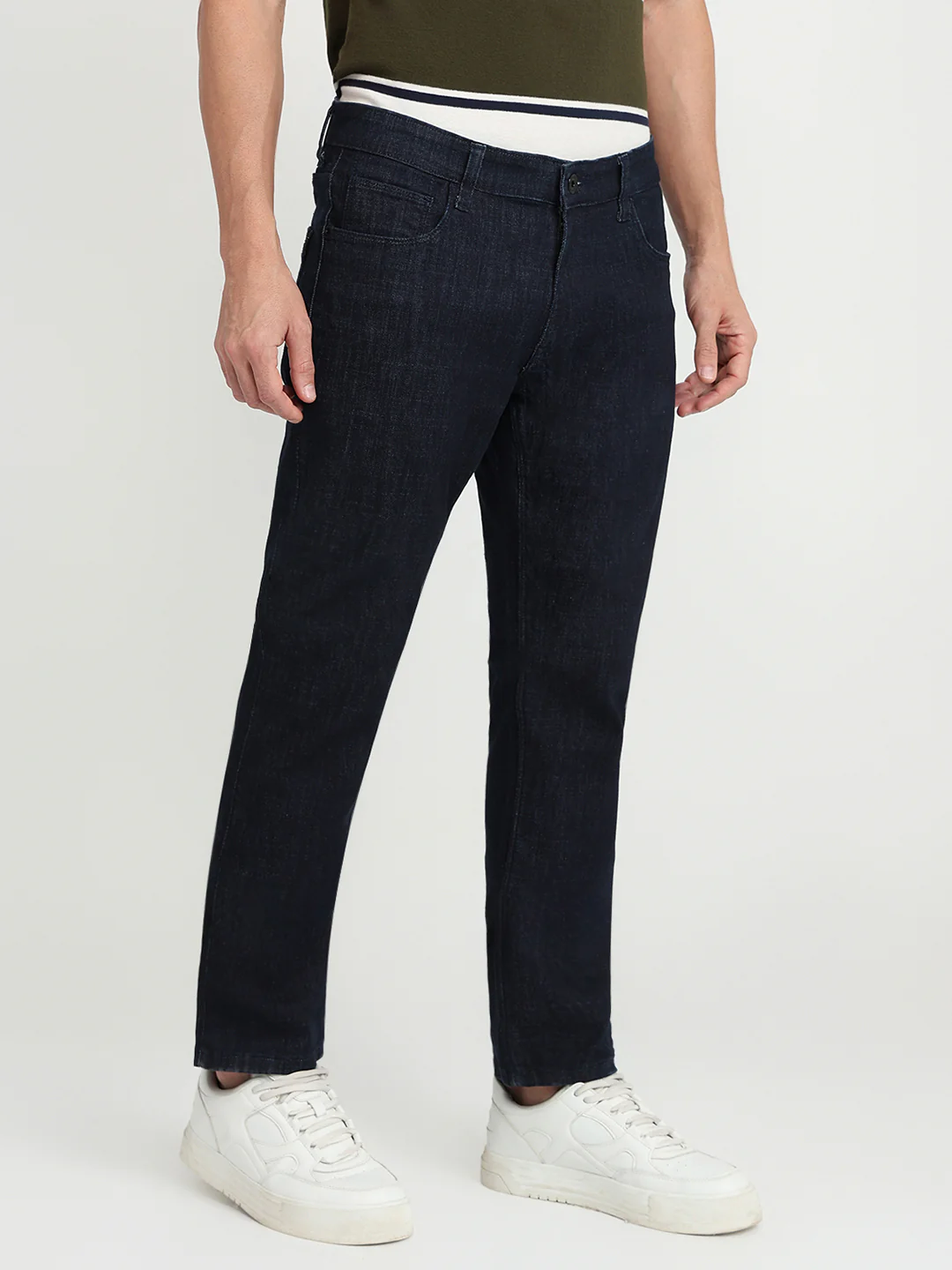 Colorplus Men Blue Plain Regular Fit Cotton Blend Jeans - Image 3