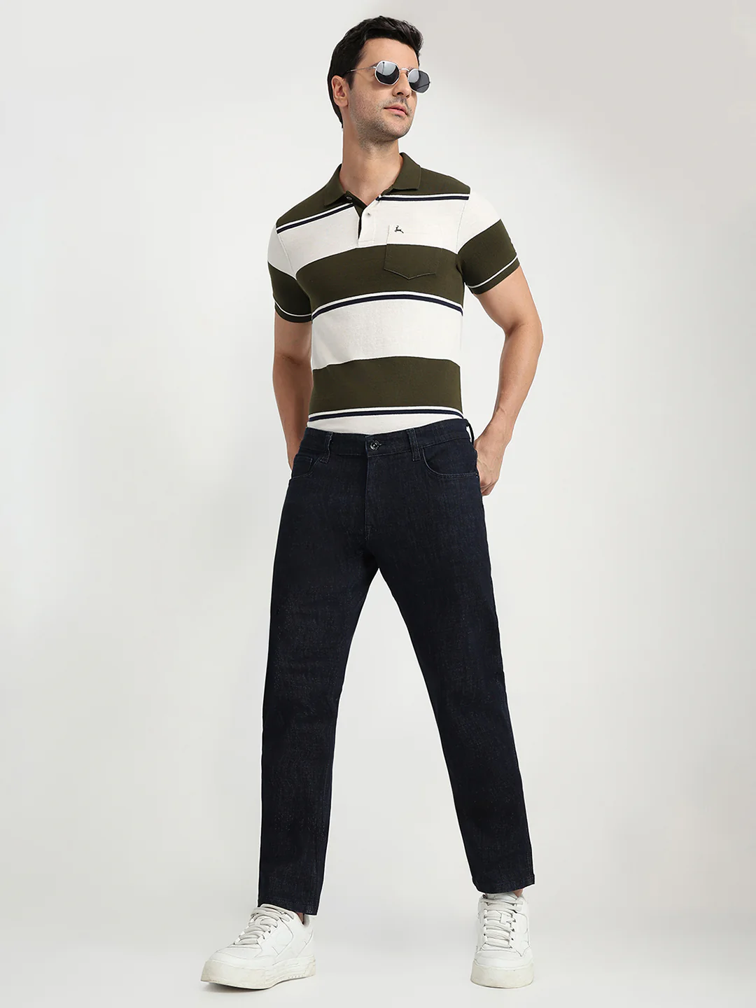 Colorplus Men Blue Plain Regular Fit Cotton Blend Jeans - Image 5