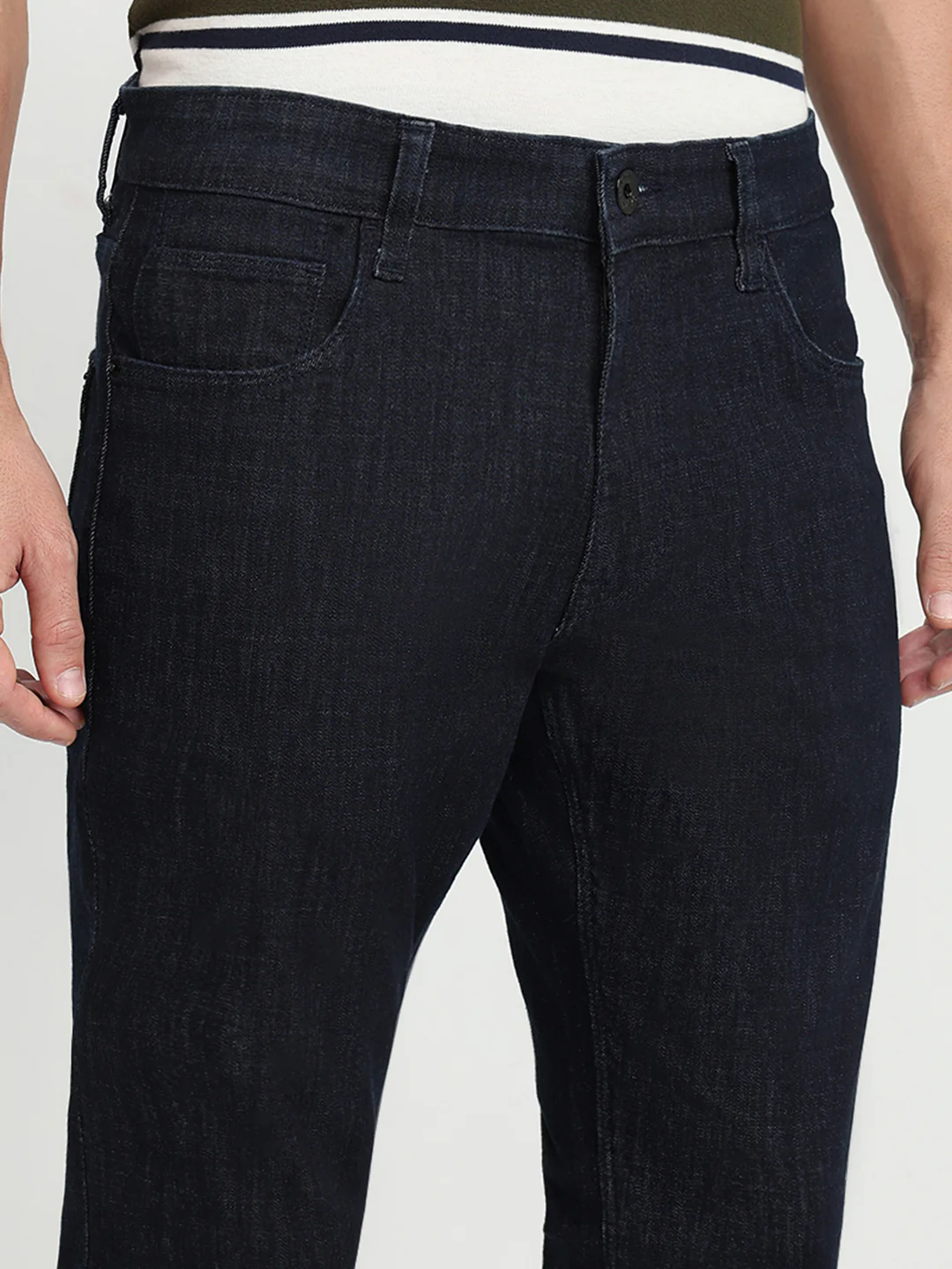 Colorplus Men Blue Plain Regular Fit Cotton Blend Jeans - Image 6