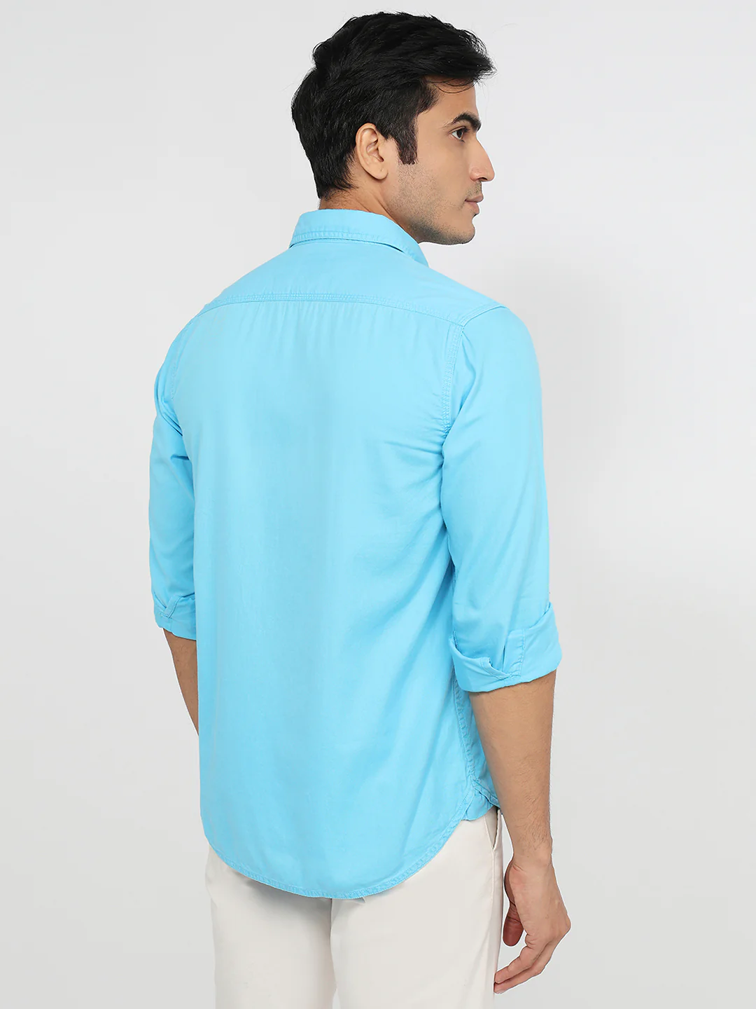 Colorplus Men Blue Regular Fit Plain Casual Shirt - Image 4