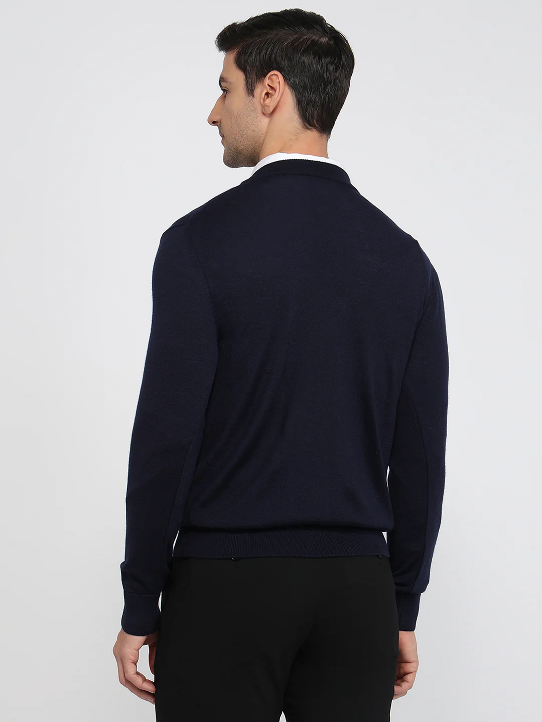 Colorplus Men Blue Plain Regular Fit Wool Blend Sweatshirt - Image 4
