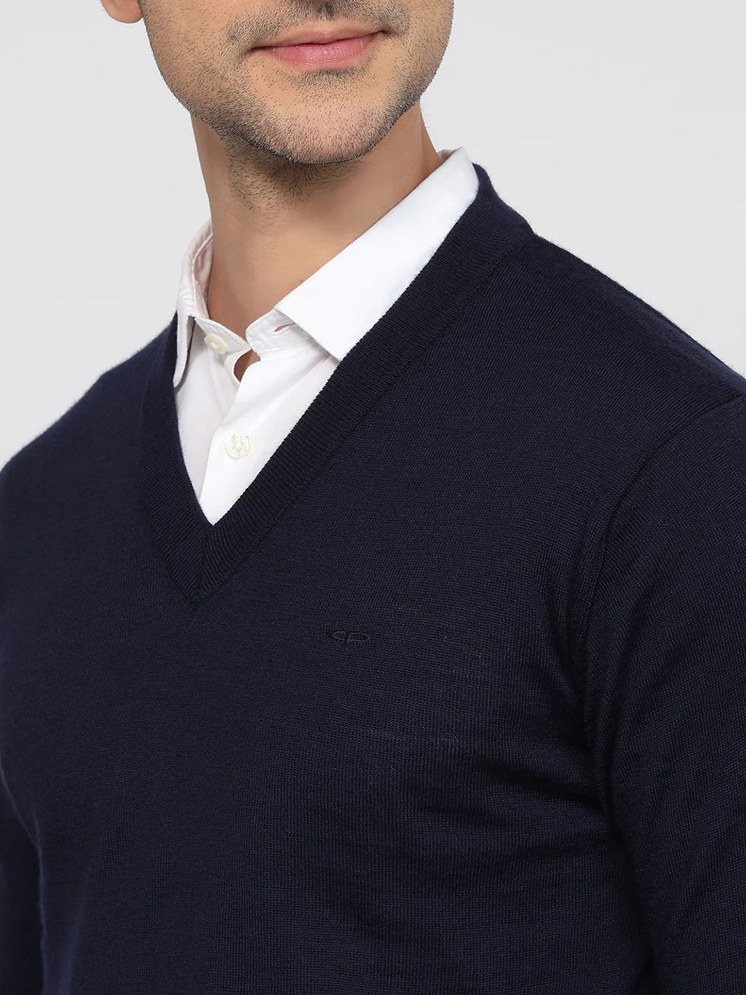 Colorplus Men Blue Plain Regular Fit Wool Blend Sweatshirt - Image 6