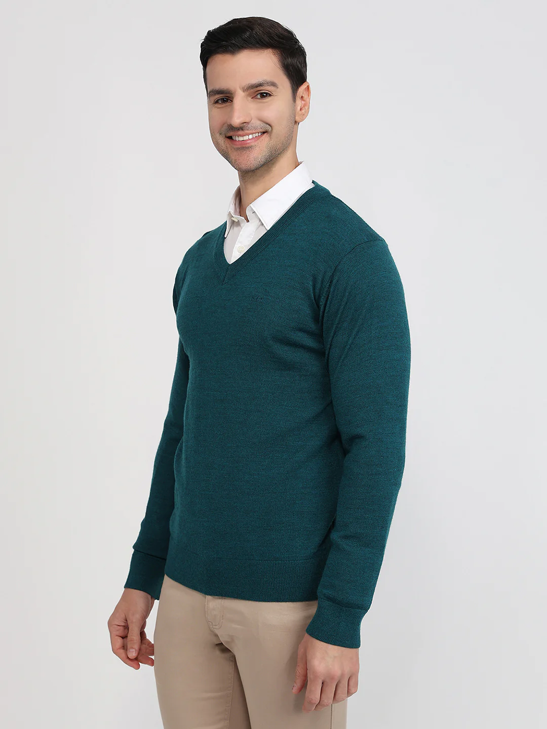 Colorplus Men Blue Plain Regular Fit Wool Blend Sweatshirt - Image 2