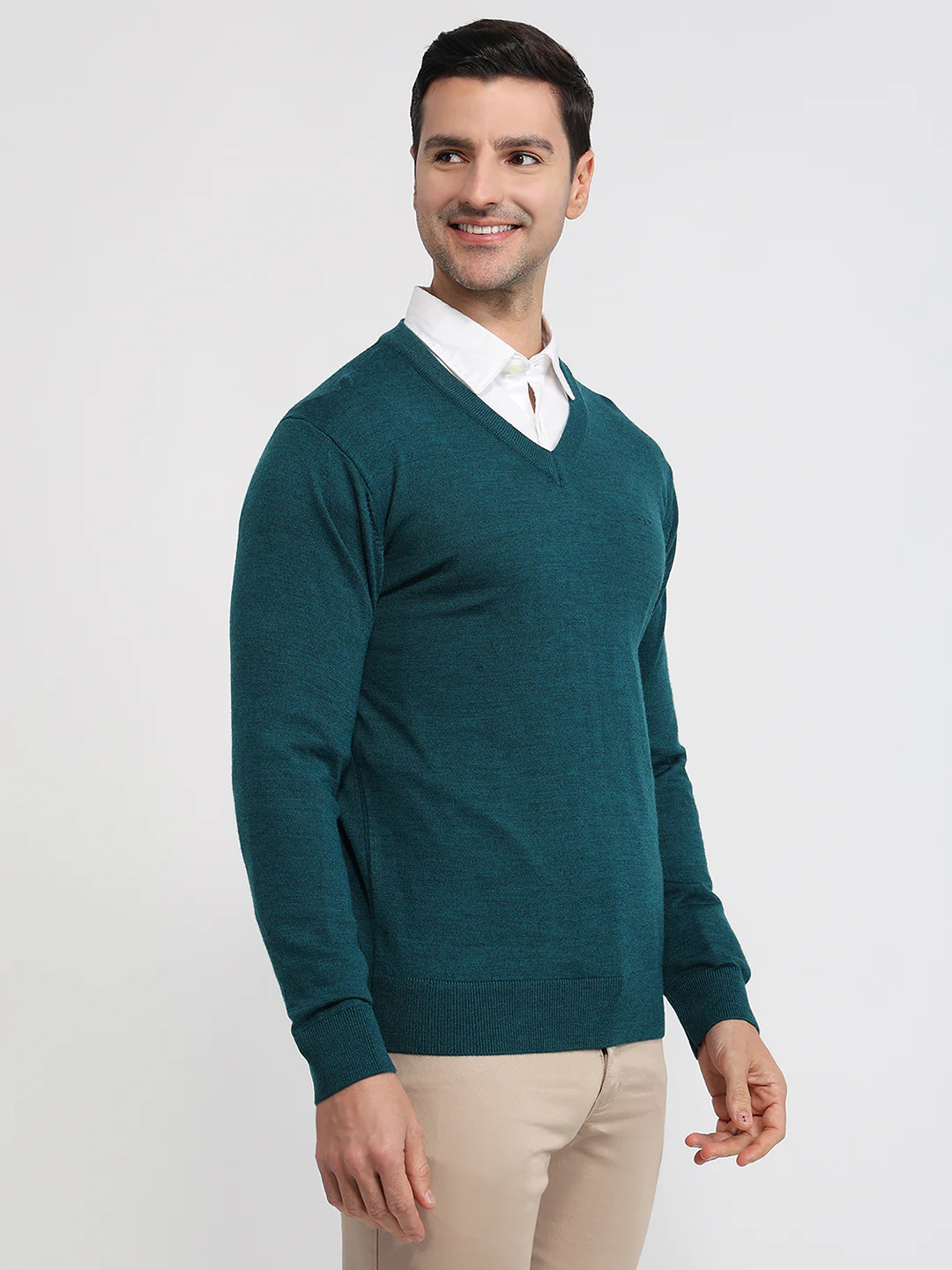 Colorplus Men Blue Plain Regular Fit Wool Blend Sweatshirt - Image 3