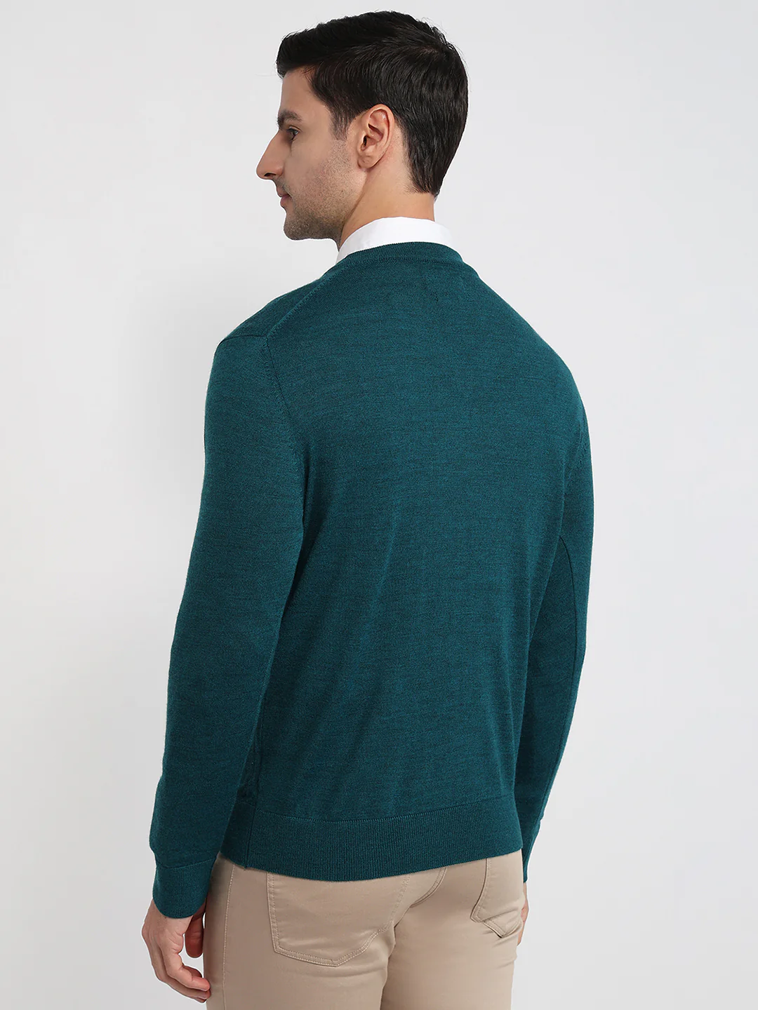 Colorplus Men Blue Plain Regular Fit Wool Blend Sweatshirt - Image 4