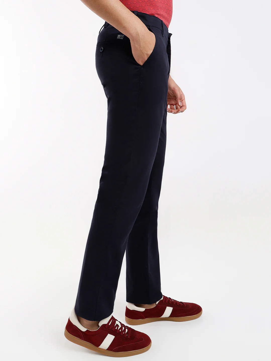 Colorplus Men Blue Plain Slim Fit Cotton Blend Trouser - Image 2