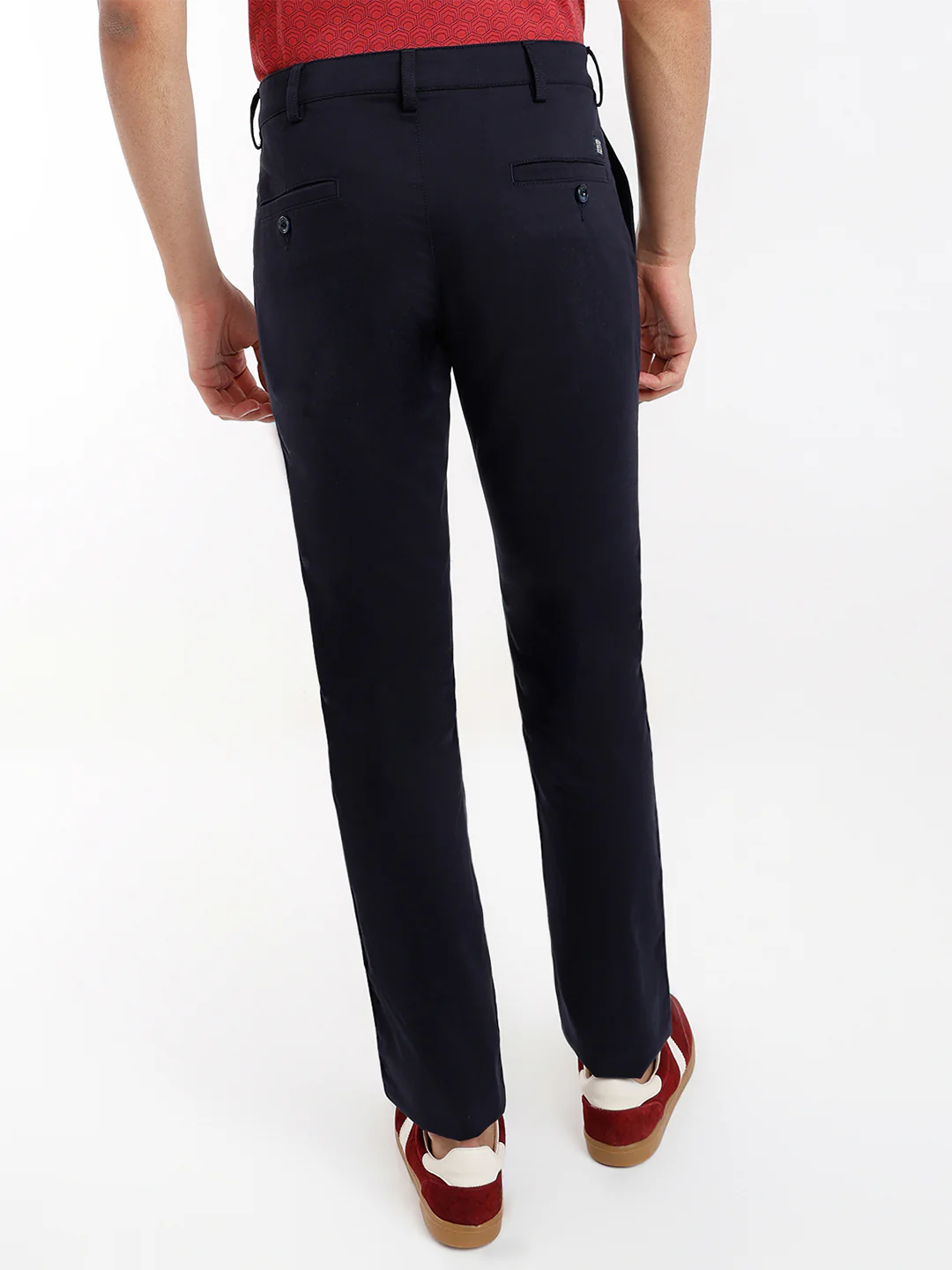 Colorplus Men Blue Plain Slim Fit Cotton Blend Trouser - Image 4
