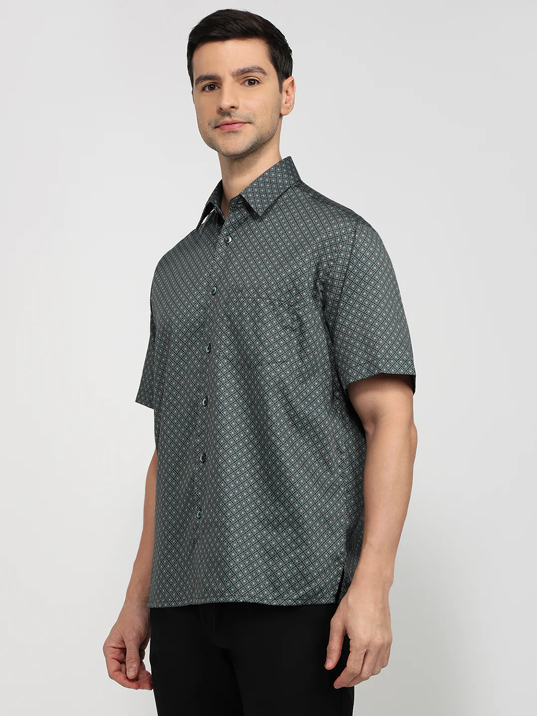 Colorplus Men Blue Print Comfort Fit Cotton Shirt - Image 2