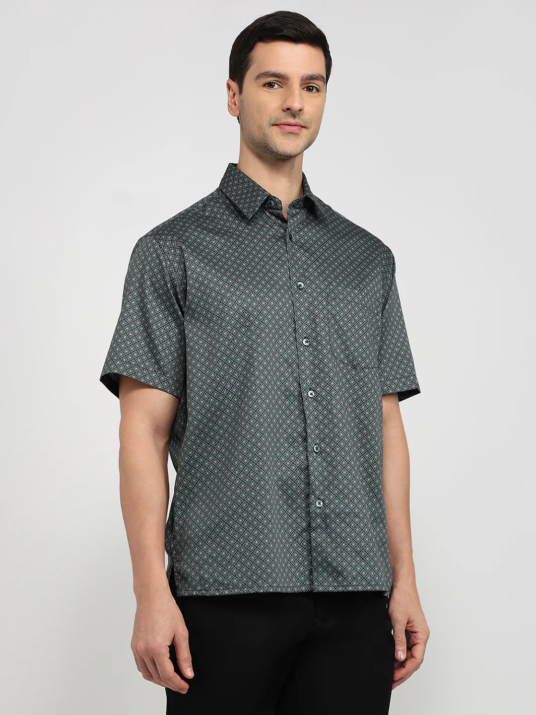 Colorplus Men Blue Print Comfort Fit Cotton Shirt - Image 3