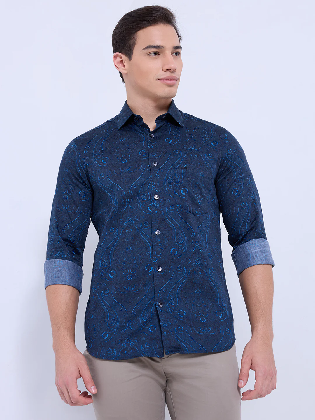 Colorplus Men Blue Print Regular Fit Cotton Casual Shirt - Image 2