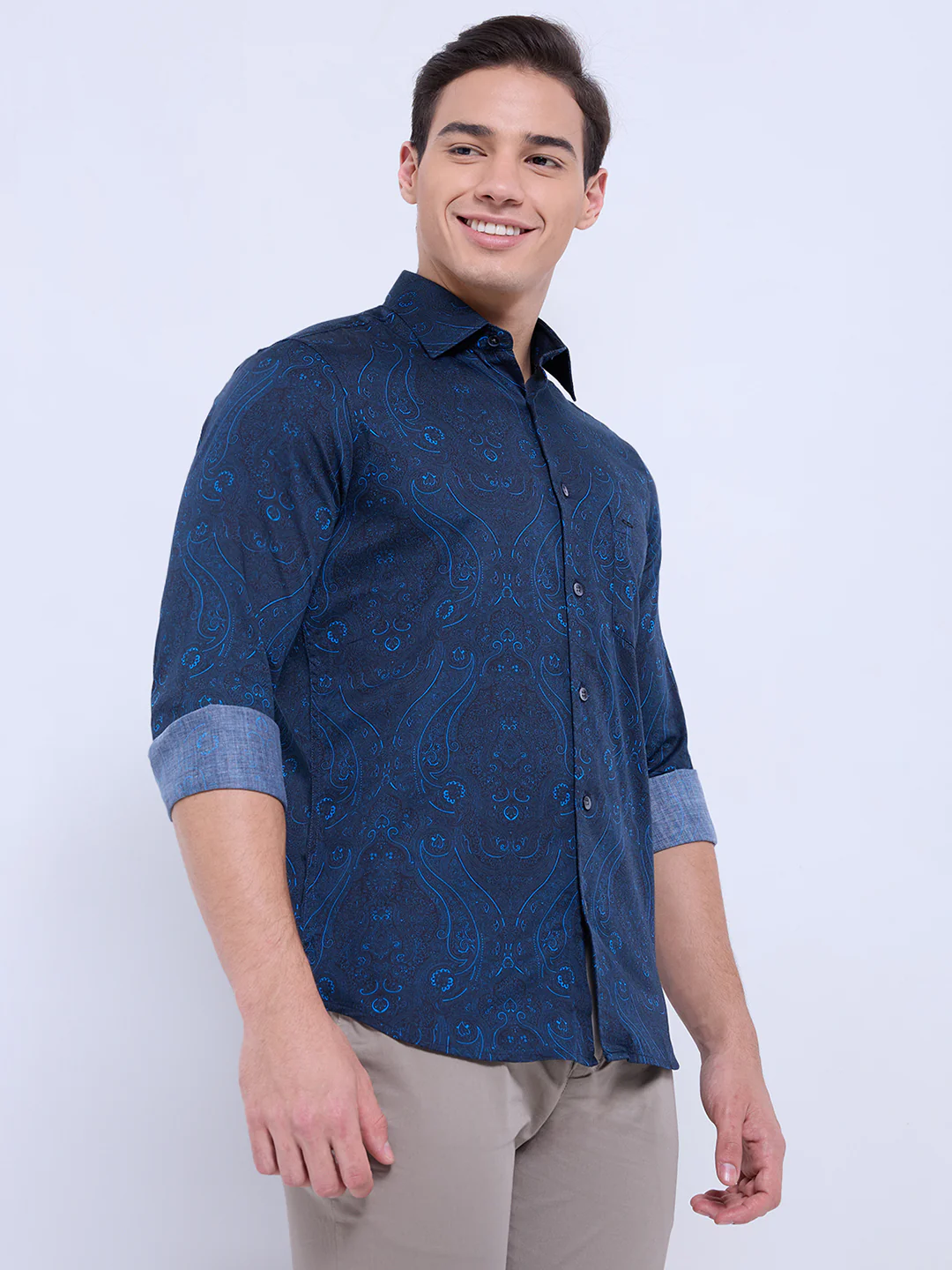 Colorplus Men Blue Print Regular Fit Cotton Casual Shirt - Image 4