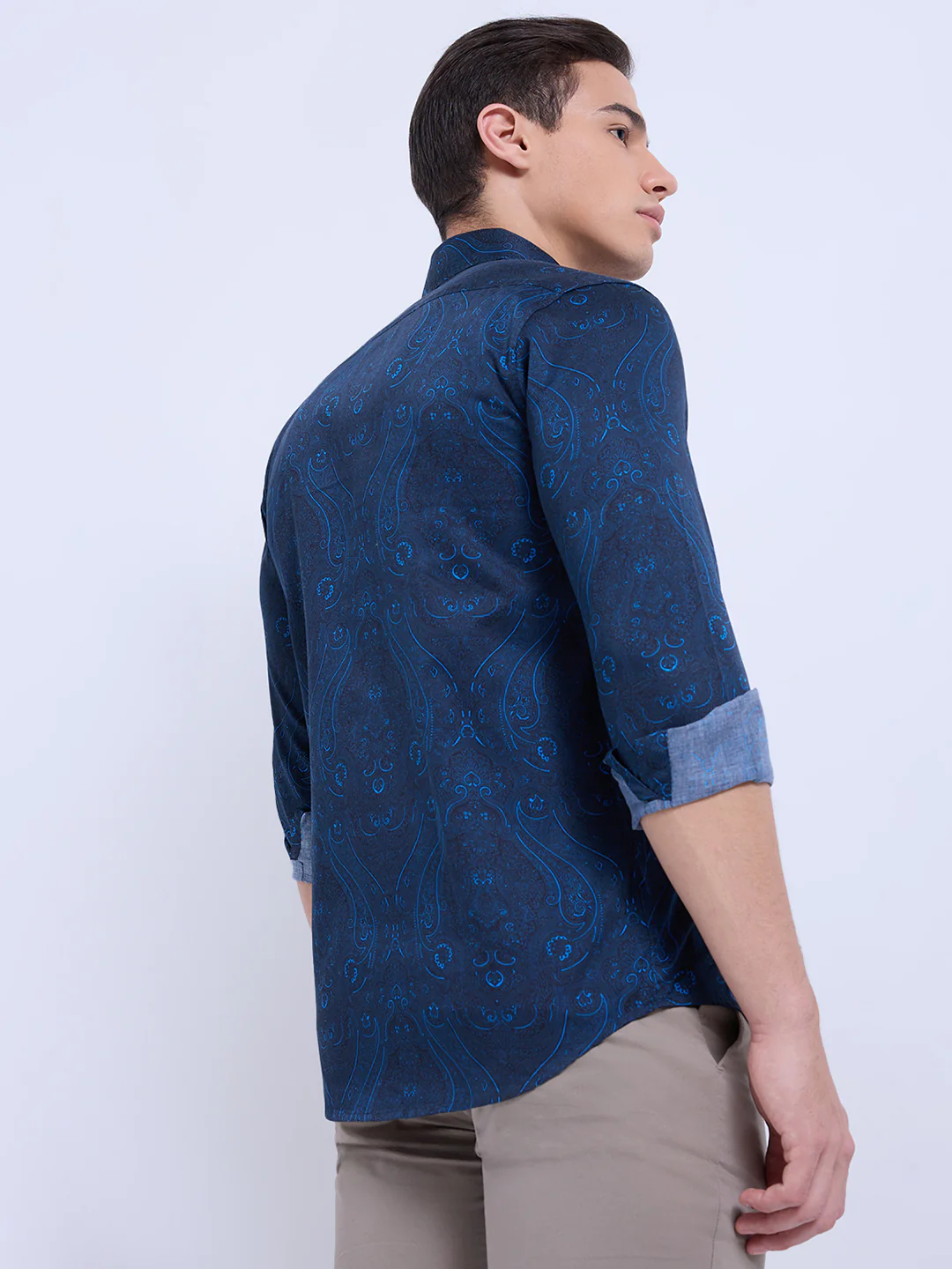 Colorplus Men Blue Print Regular Fit Cotton Casual Shirt - Image 5