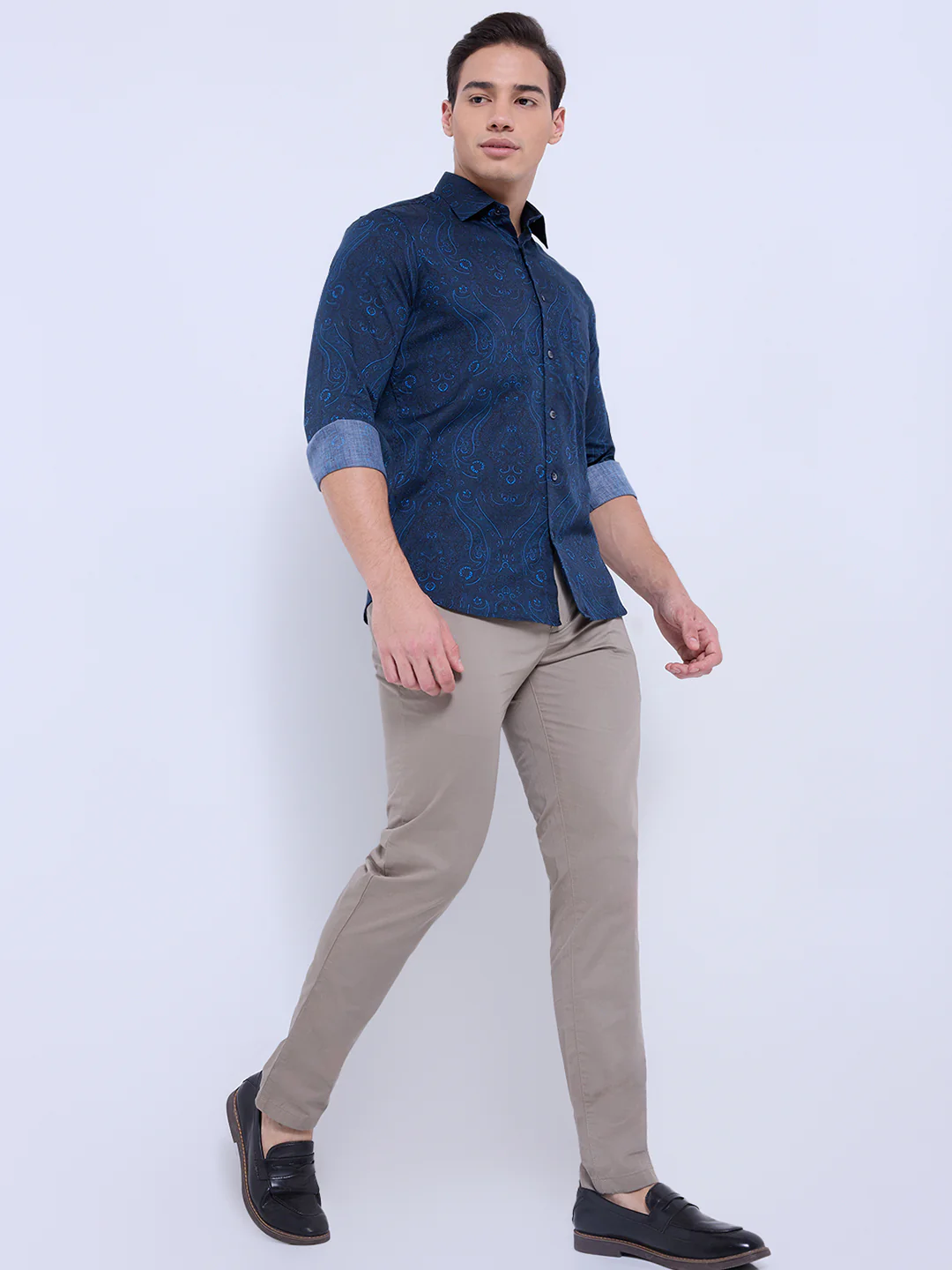 Colorplus Men Blue Print Regular Fit Cotton Casual Shirt - Image 6