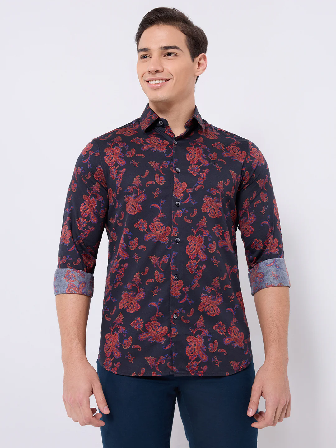 Colorplus Men Blue Print Regular Fit Cotton Casual Shirt - Image 2