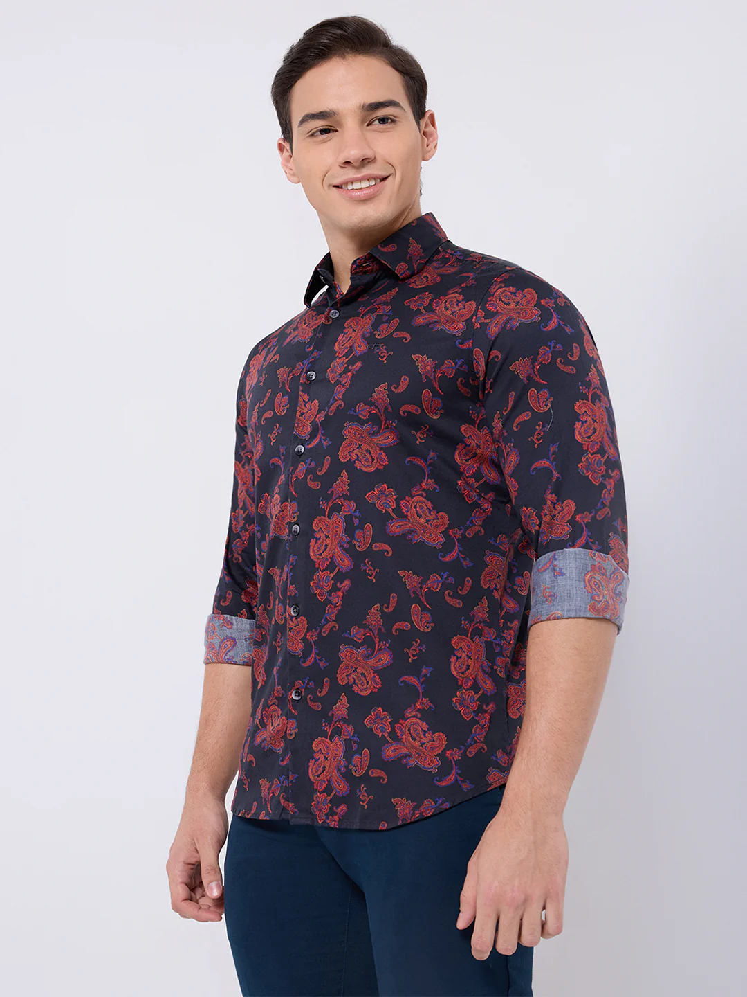 Colorplus Men Blue Print Regular Fit Cotton Casual Shirt - Image 3