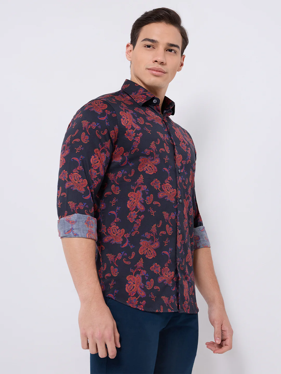 Colorplus Men Blue Print Regular Fit Cotton Casual Shirt - Image 4