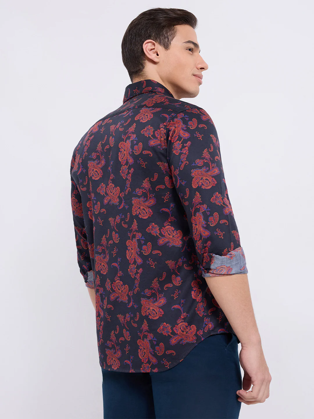 Colorplus Men Blue Print Regular Fit Cotton Casual Shirt - Image 5