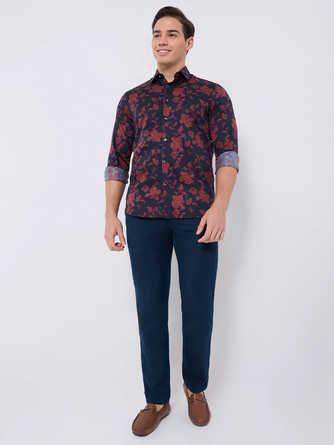 Colorplus Men Blue Print Regular Fit Cotton Casual Shirt - Image 6