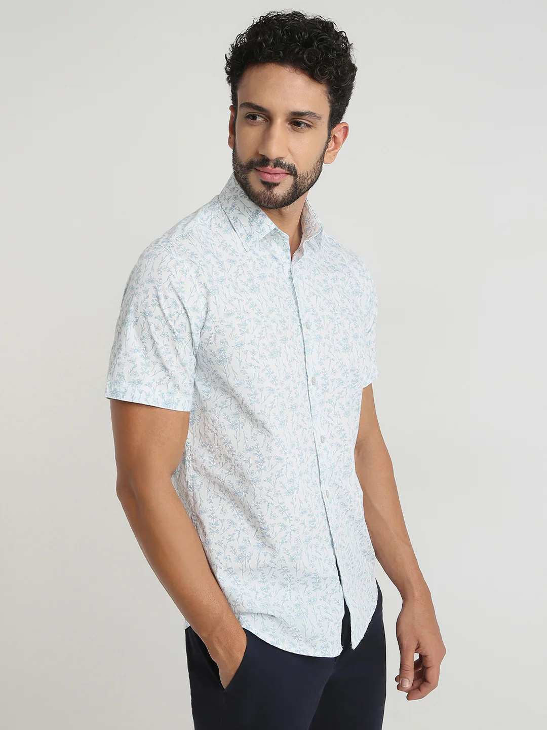 Colorplus Men Blue Print Regular Fit Cotton Casual Shirt - Image 2