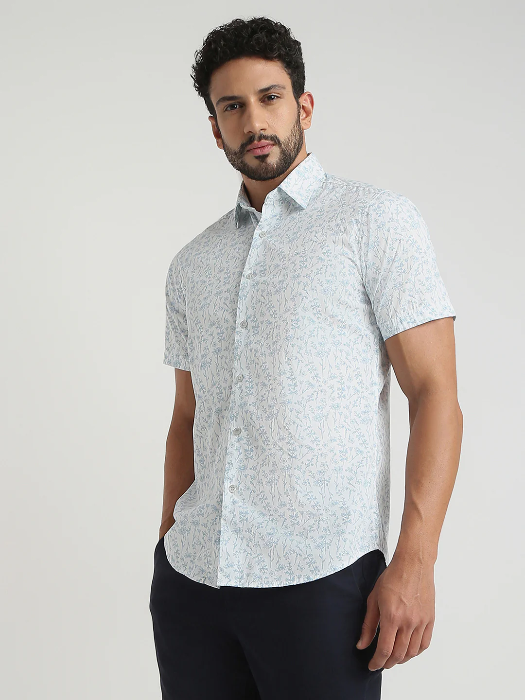 Colorplus Men Blue Print Regular Fit Cotton Casual Shirt - Image 3