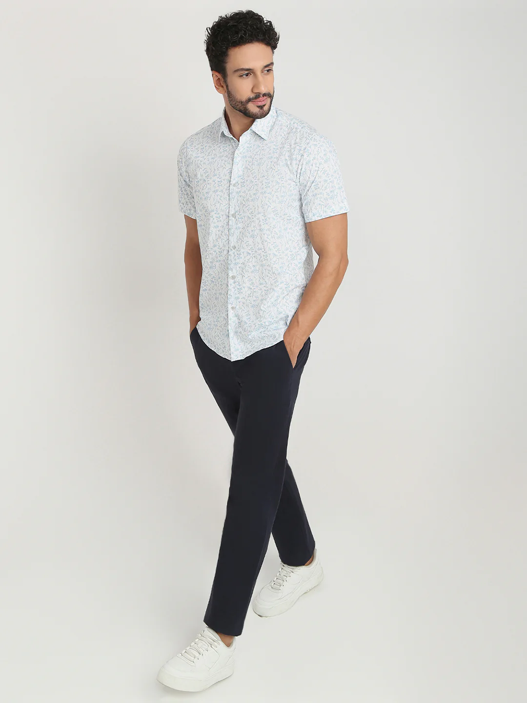 Colorplus Men Blue Print Regular Fit Cotton Casual Shirt - Image 5