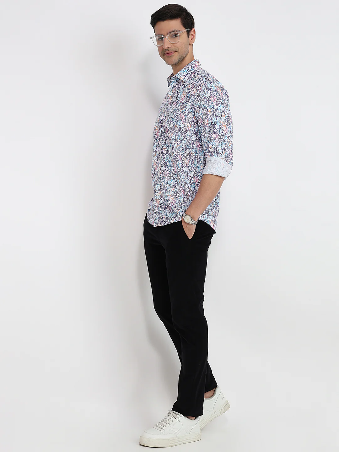 Colorplus Men Blue Print Regular Fit Cotton Shirt - Image 5