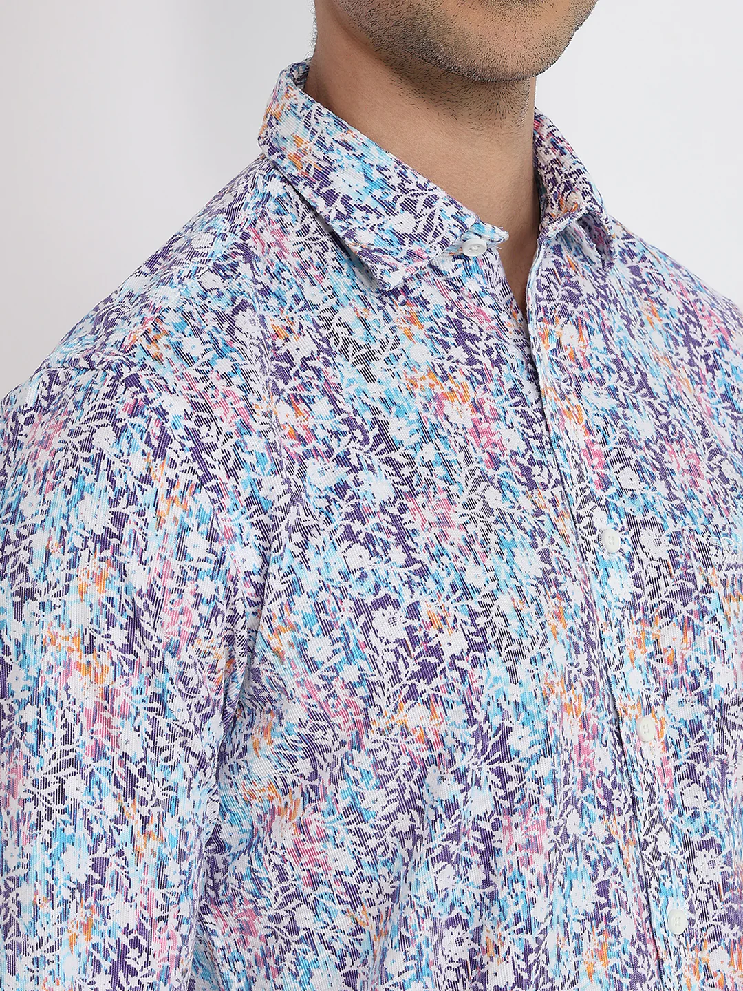 Colorplus Men Blue Print Regular Fit Cotton Shirt - Image 6
