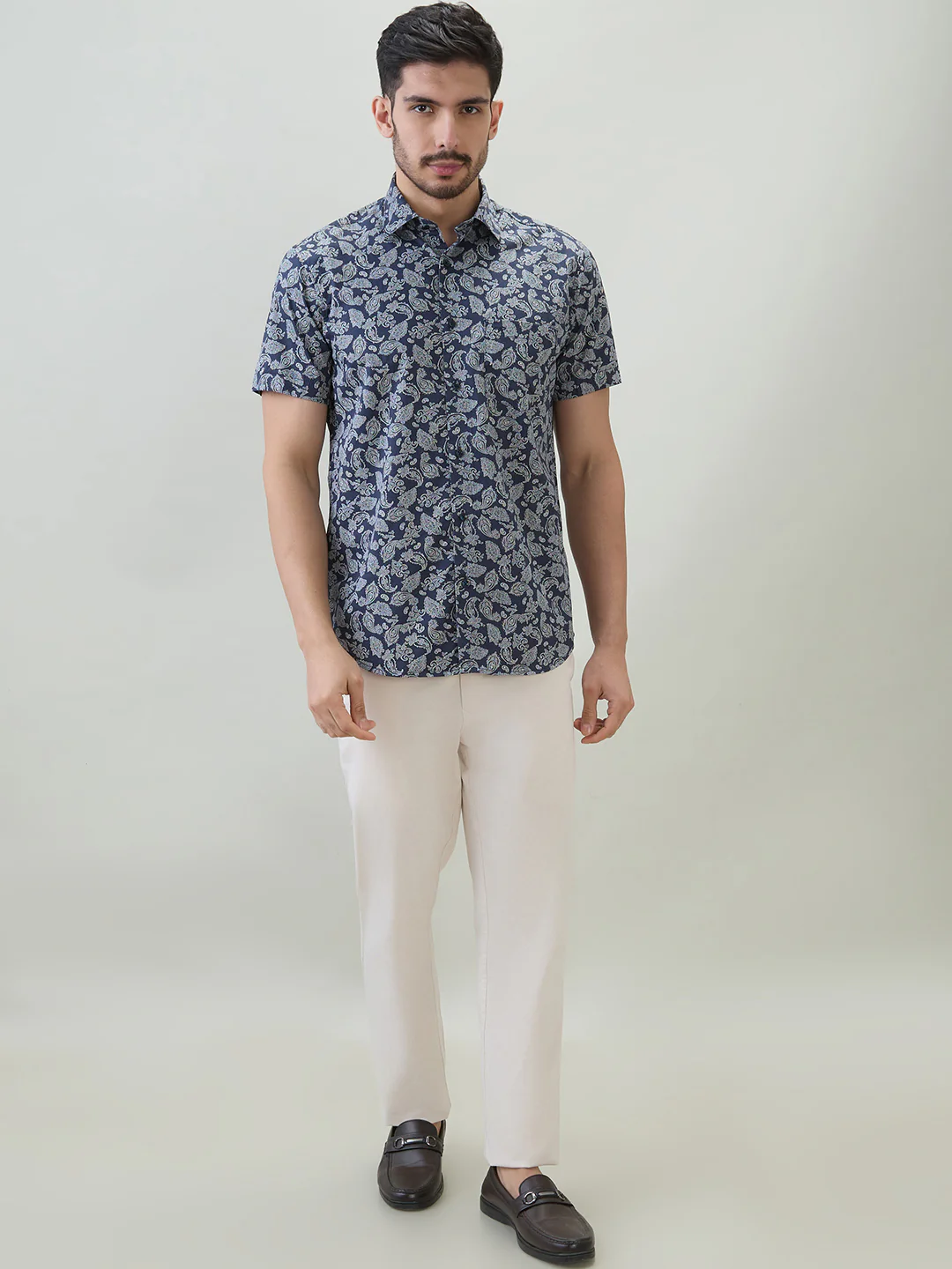 Colorplus Men Blue Print Regular Fit Cotton Shirt - Image 5