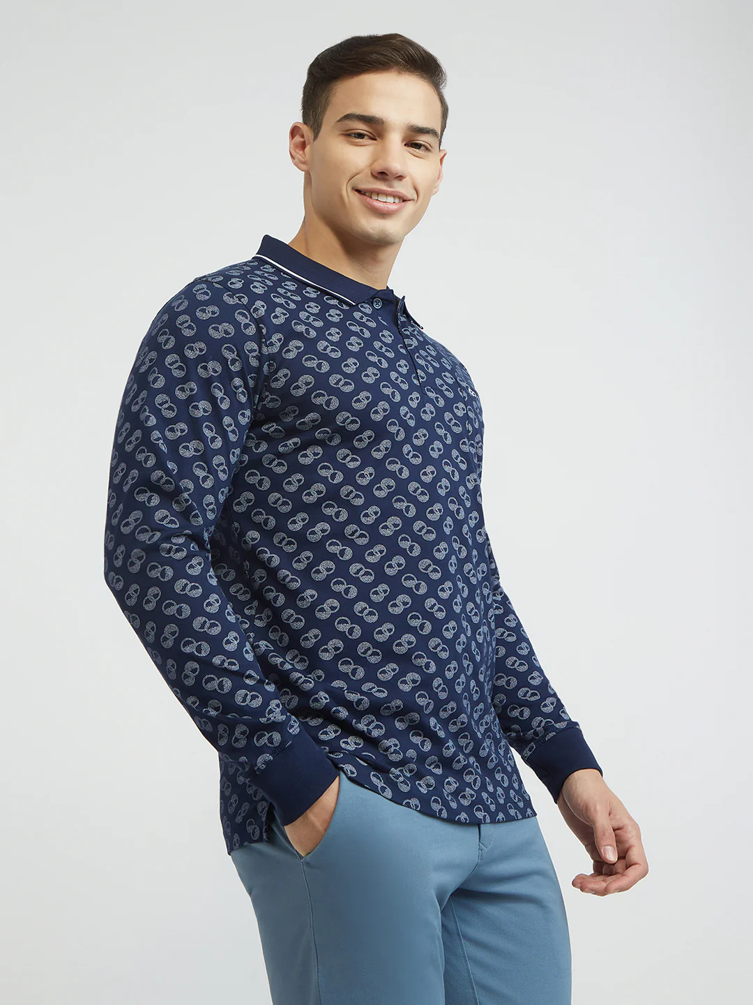 ColorPlus Men Blue Print Regular Fit Cotton T-Shirt - Image 2