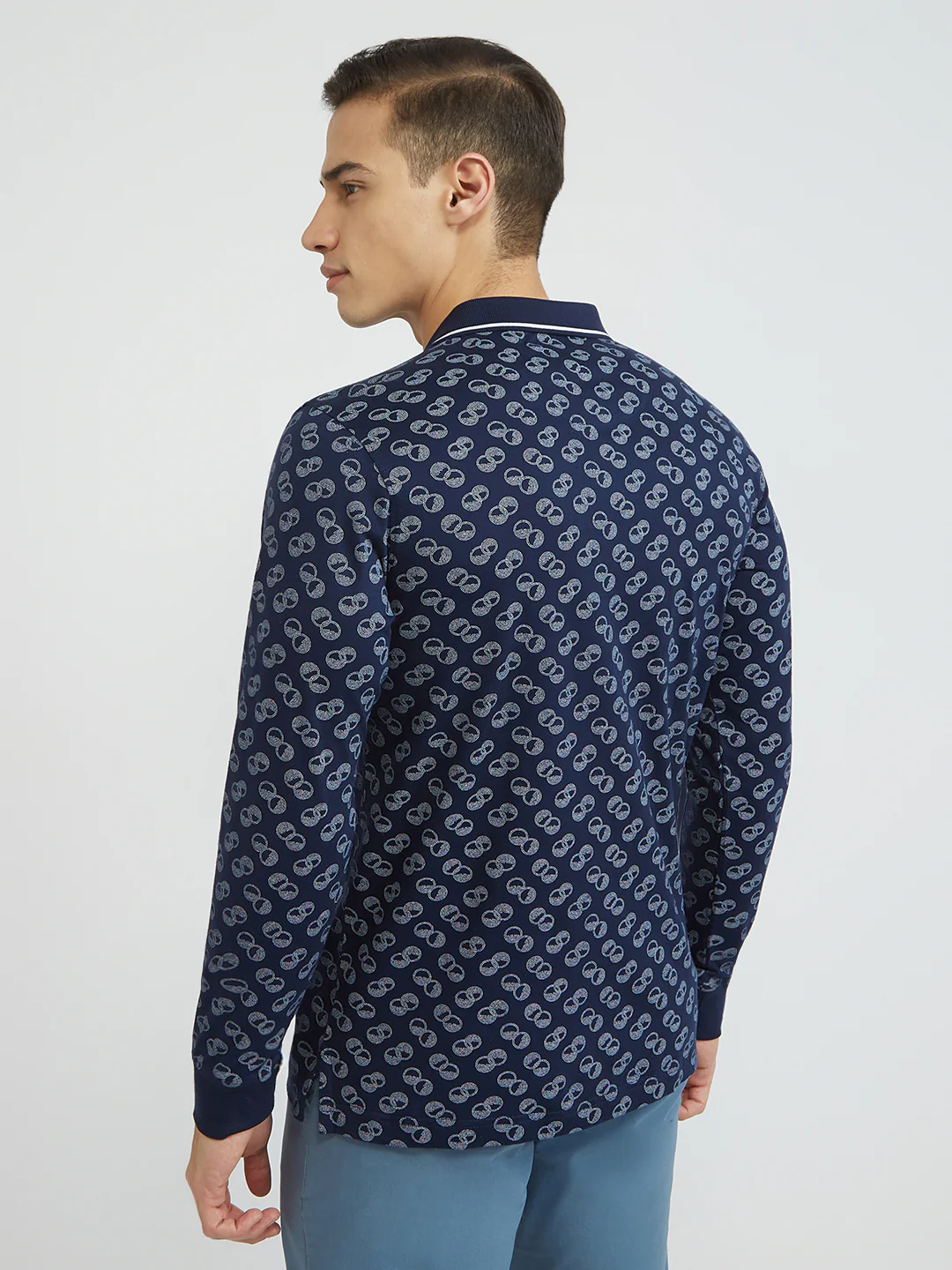 ColorPlus Men Blue Print Regular Fit Cotton T-Shirt - Image 4