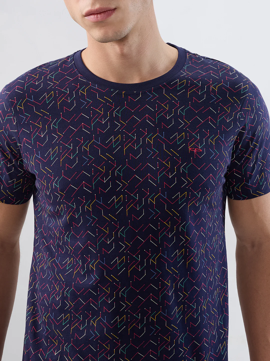 Colorplus Men Blue Print Regular Fit Cotton T-shirt - Image 6
