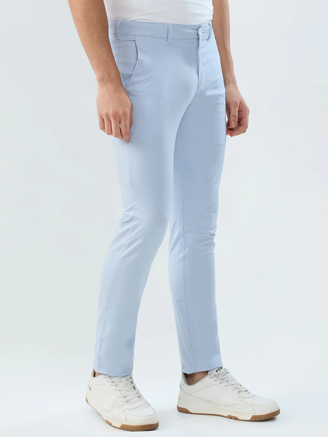 Colorplus Men Blue Print Super Slim Fit Cotton Blend Trouser - Image 2