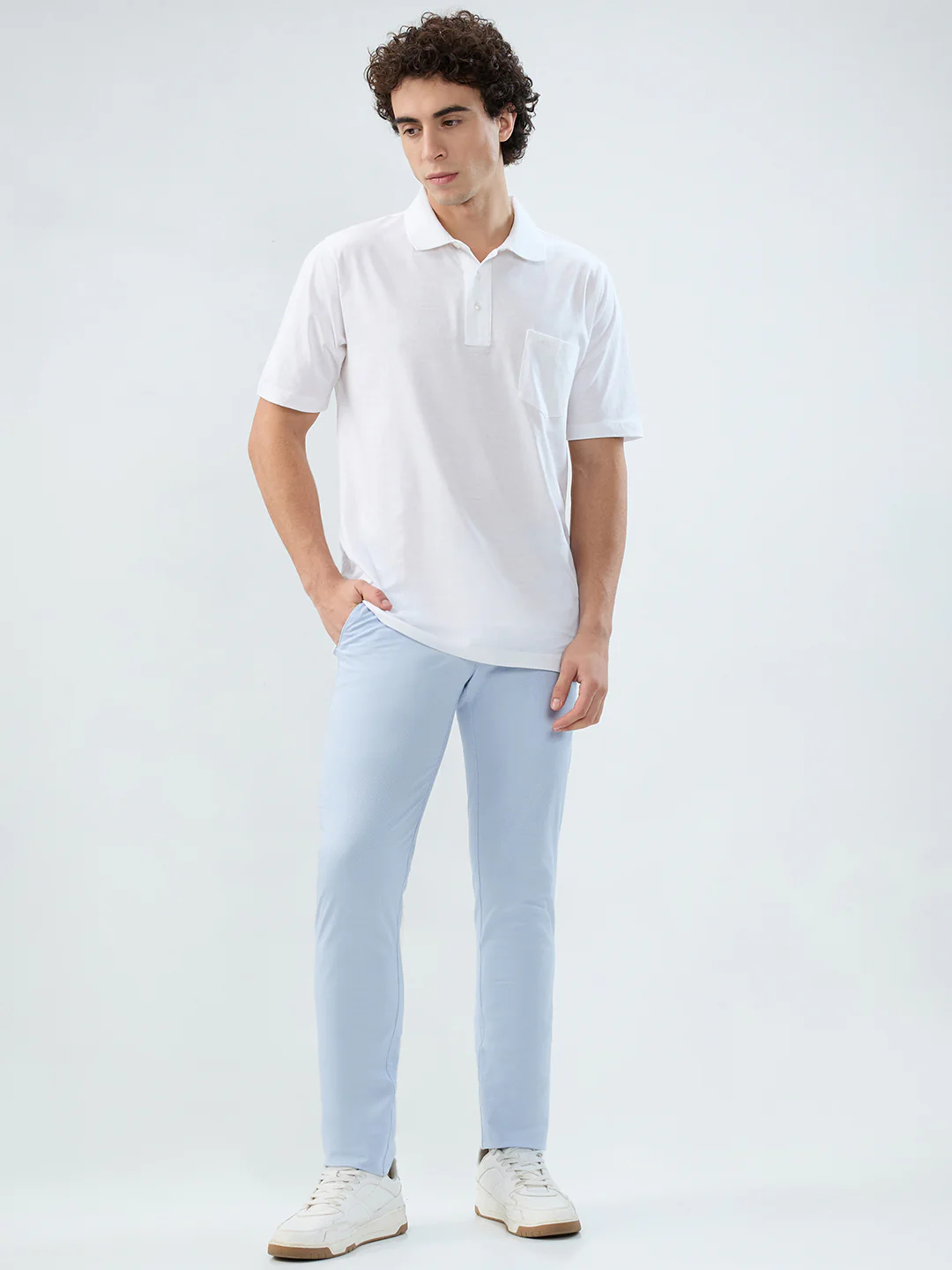 Colorplus Men Blue Print Super Slim Fit Cotton Blend Trouser - Image 5