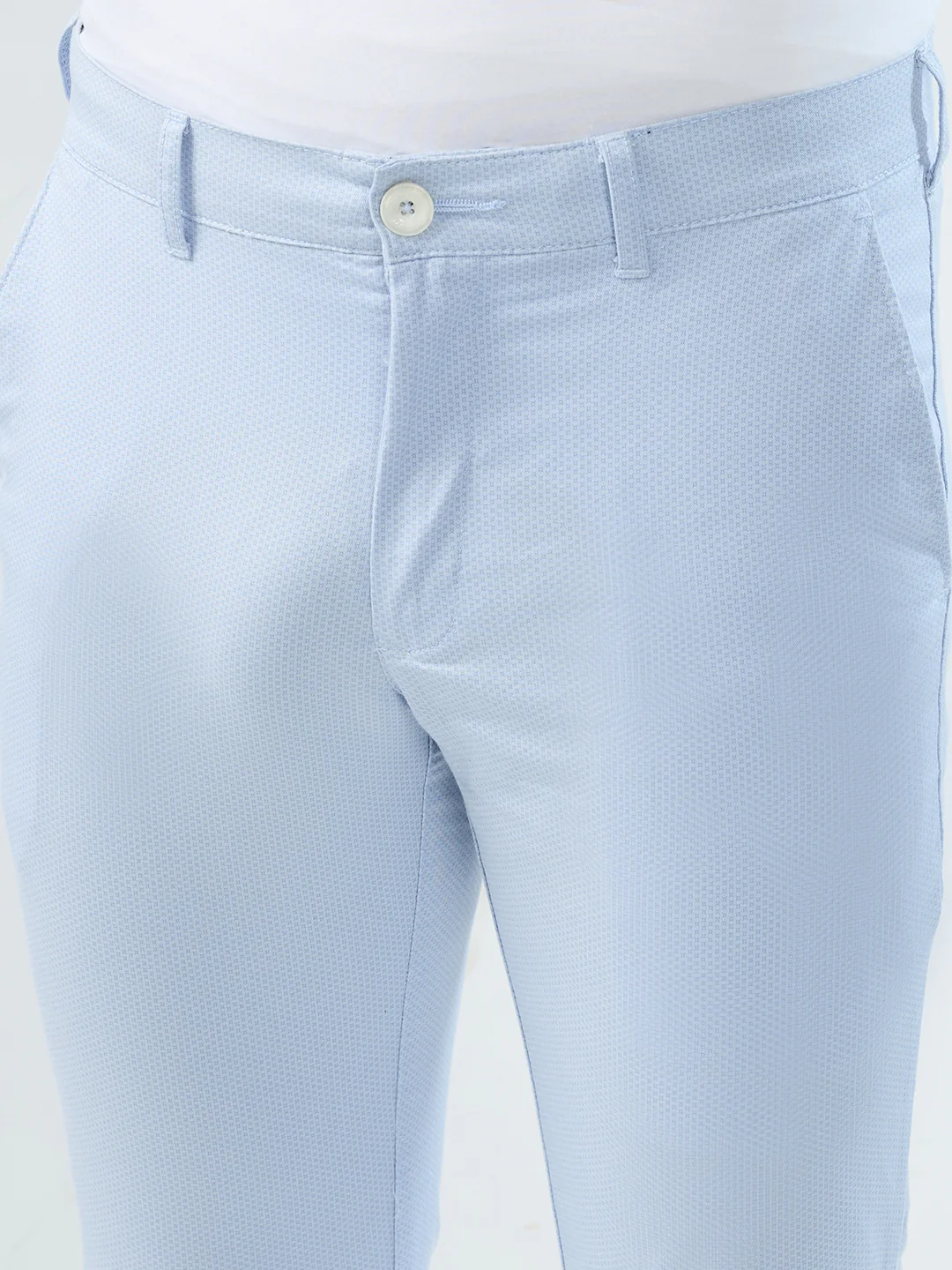 Colorplus Men Blue Print Super Slim Fit Cotton Blend Trouser - Image 6