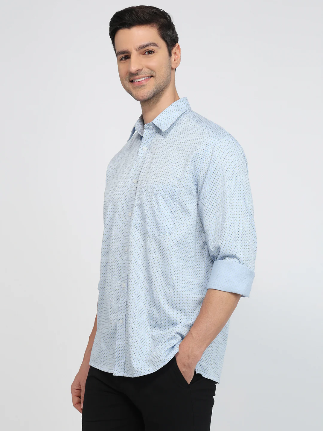 Colorplus Men Blue Printed Comfort Fit Cotton Casual Shirt - Image 2