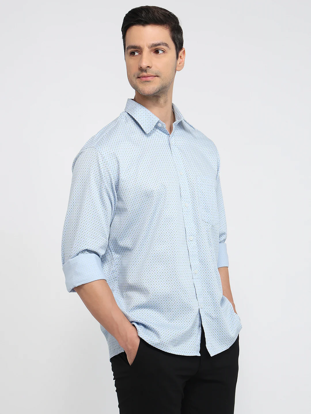 Colorplus Men Blue Printed Comfort Fit Cotton Casual Shirt - Image 3