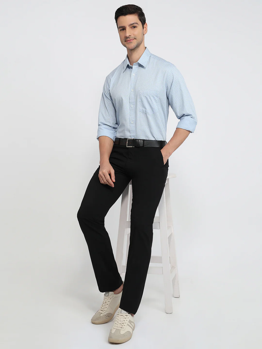Colorplus Men Blue Printed Comfort Fit Cotton Casual Shirt - Image 5