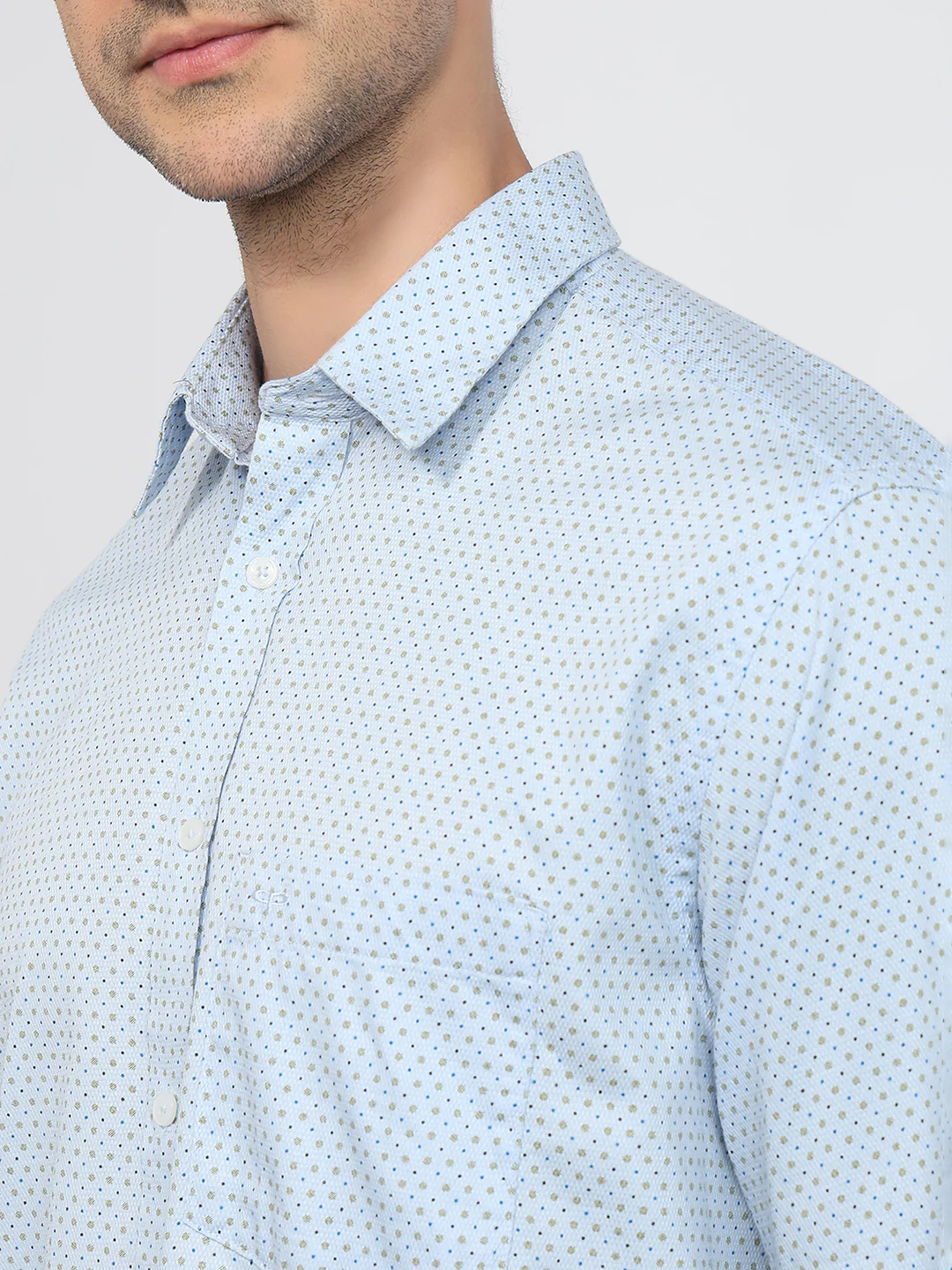 Colorplus Men Blue Printed Comfort Fit Cotton Casual Shirt - Image 6