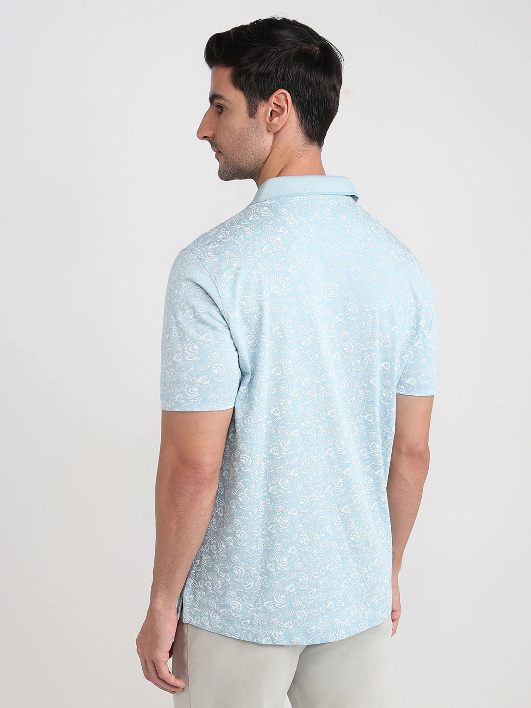 Colorplus Men Blue Printed Comfort Fit Cotton Half Sleeve T-Shirt - Image 4