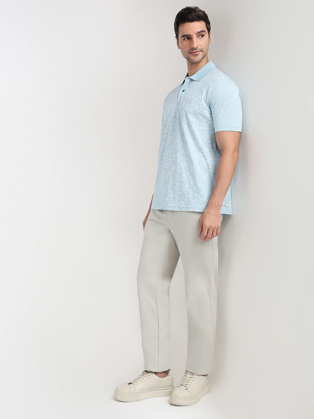Colorplus Men Blue Printed Comfort Fit Cotton Half Sleeve T-Shirt - Image 5