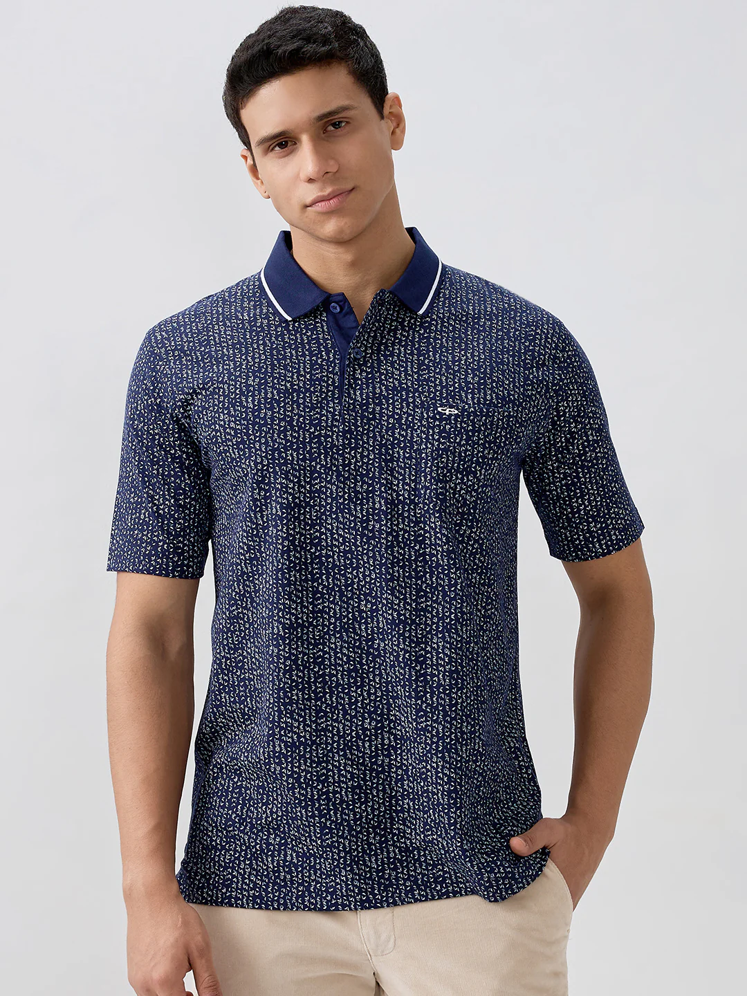 Colorplus Men Blue Printed Comfort Fit Cotton T-Shirt