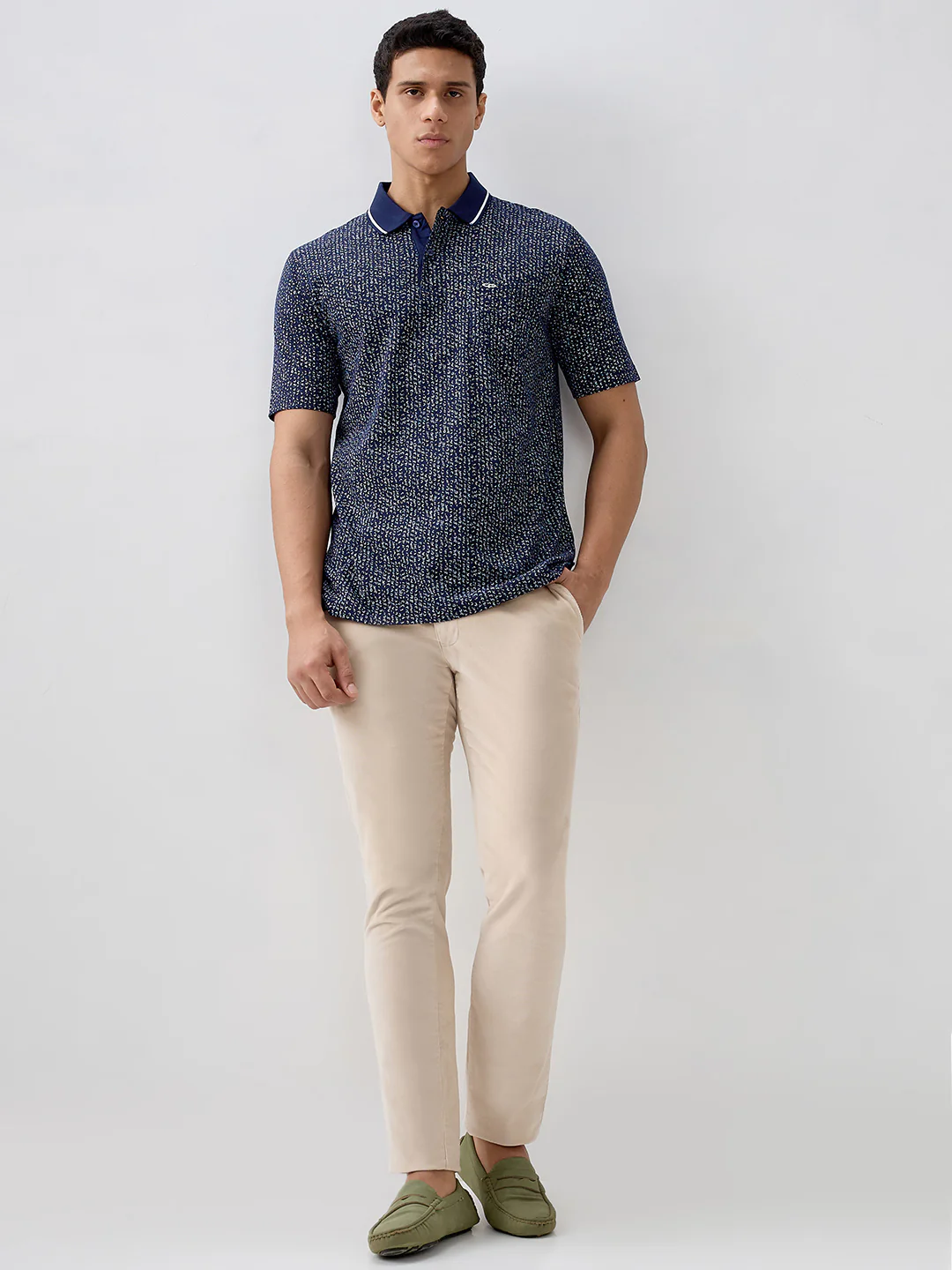 Colorplus Men Blue Printed Comfort Fit Cotton T-Shirt - Image 5